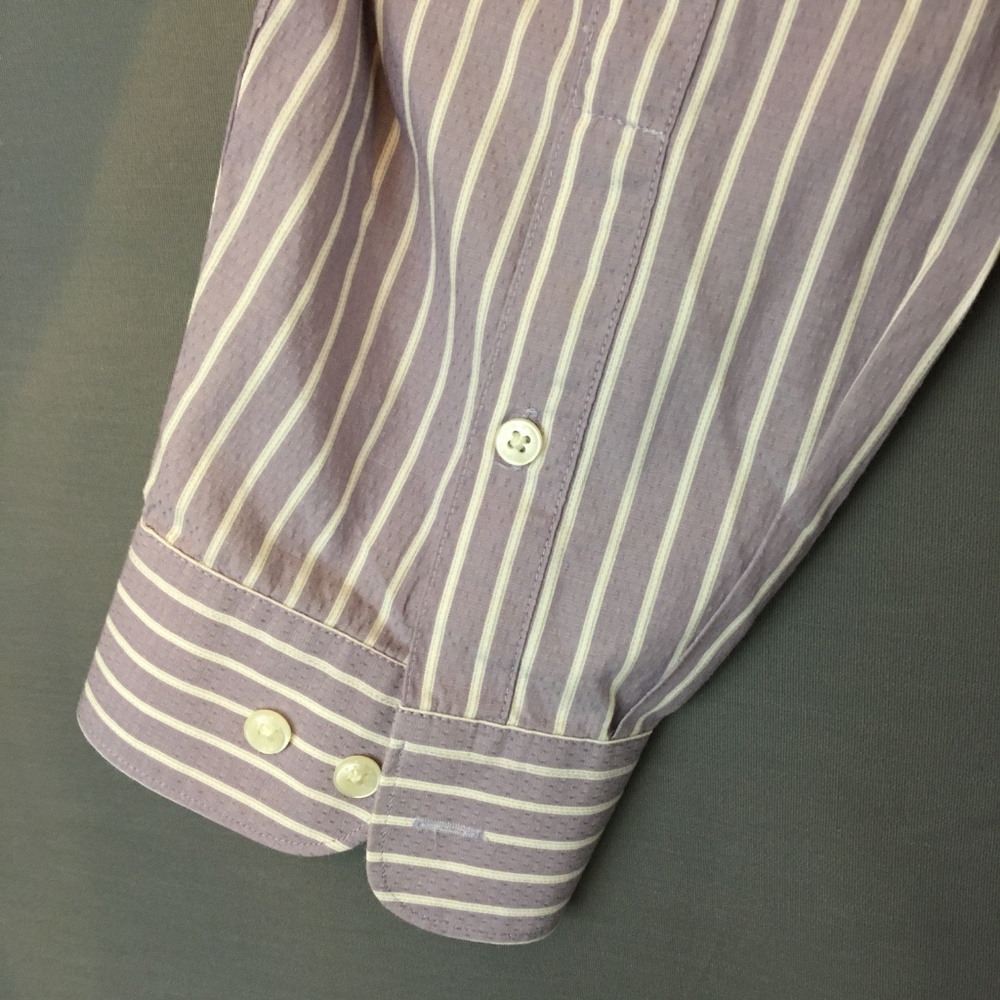 Men's Lavender Perry Ellis Striped LS Shirt - Picture 4 of 8